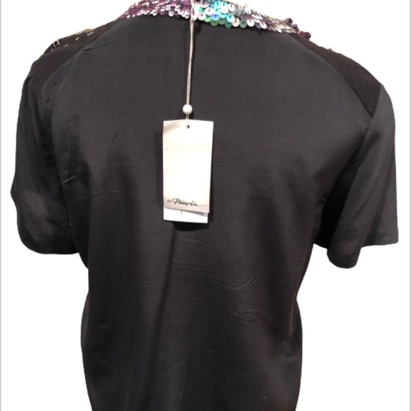 Phillip Lim Overlapped Side Seam T-shirt with Embellishment Women Size M - Picture 5 of 13